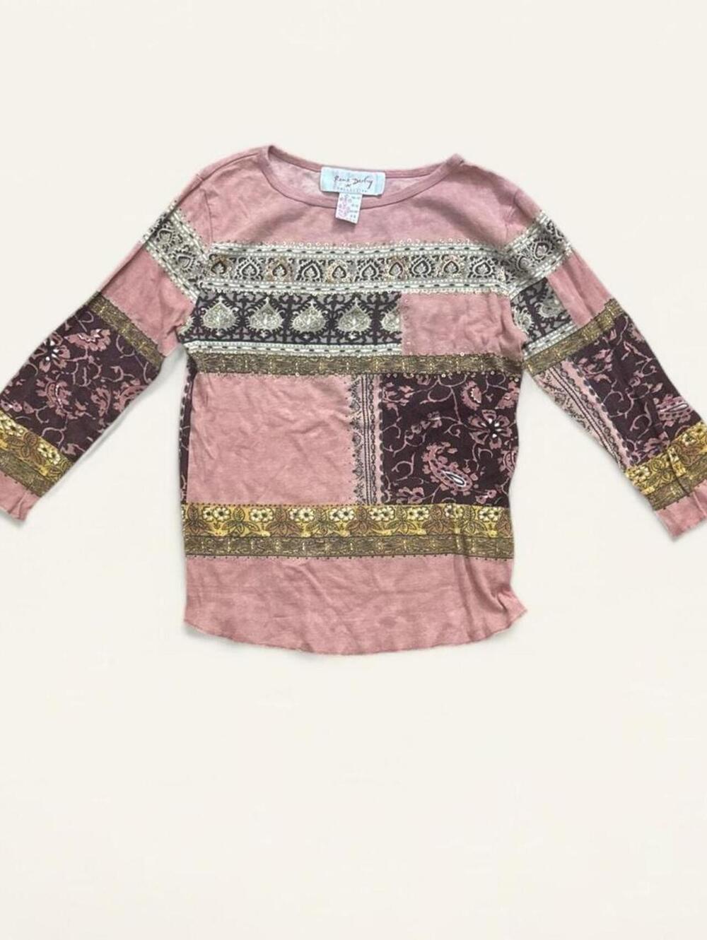 René Derhy Pink Patchwork Top